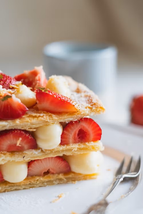 puff pastry and creme pat with strawberry